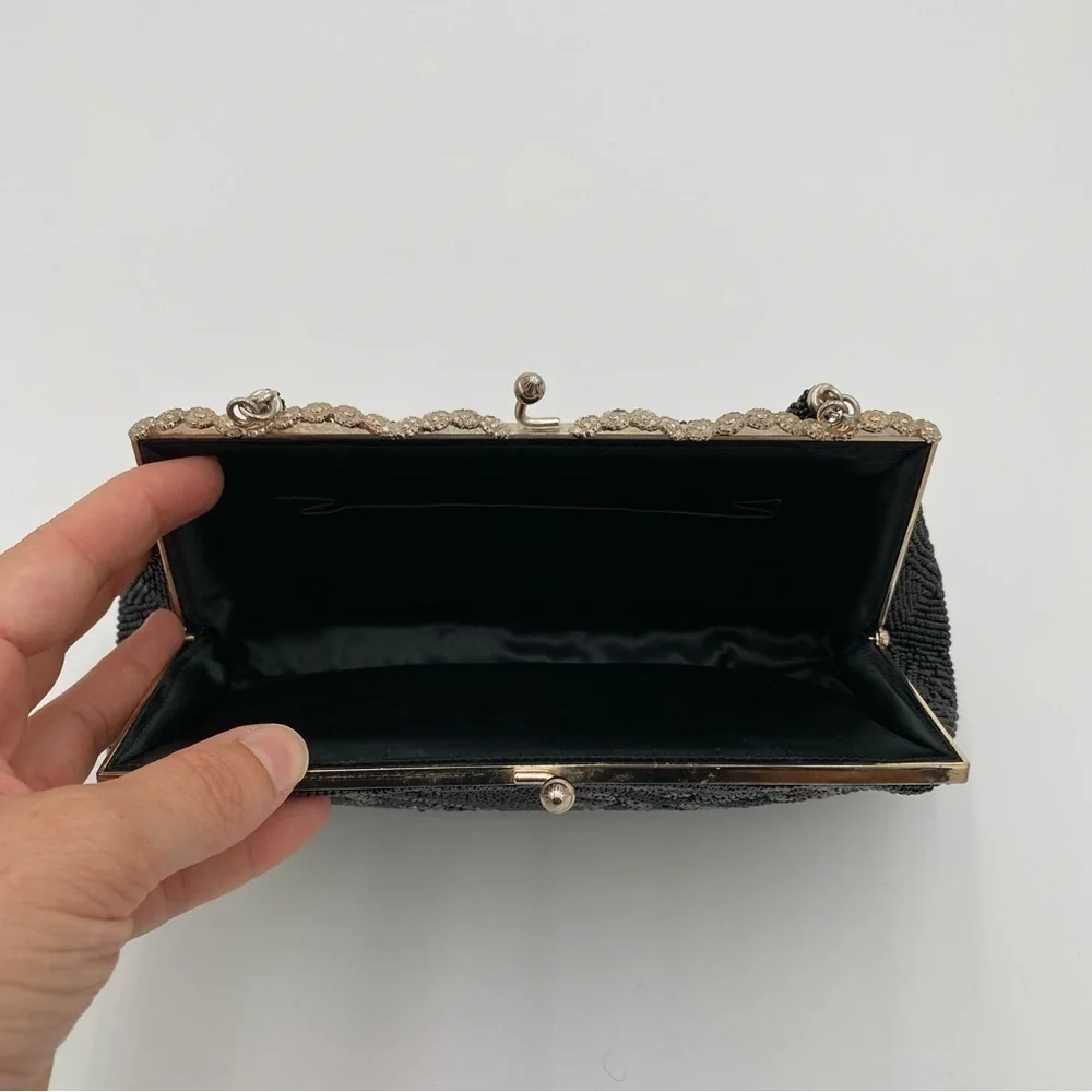 Beaded Y2K Vintage Formal Party‎ Wedding Gala Handbag Change Purse Clutch Black